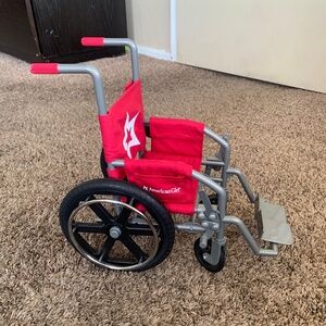American Girl Doll Red Whellchair